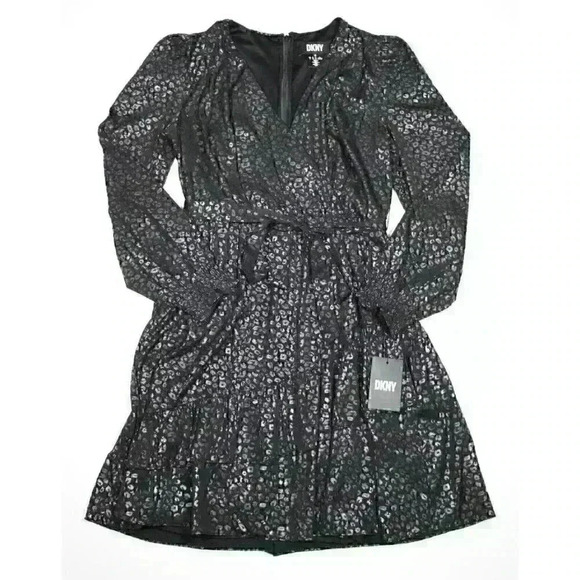 Dkny Dresses & Skirts - NEW! DKNY Women's 6 Long Sleeve V-Neck Ruffle Fit and Flare Dress NWT $134